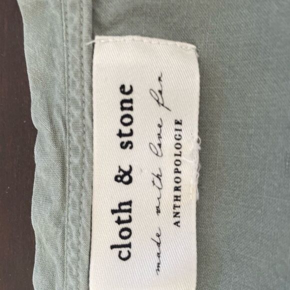 Anthropologie Cloth & Stone Live Tie Waist Moss Green Mini Dress M - Picture 8 of 9